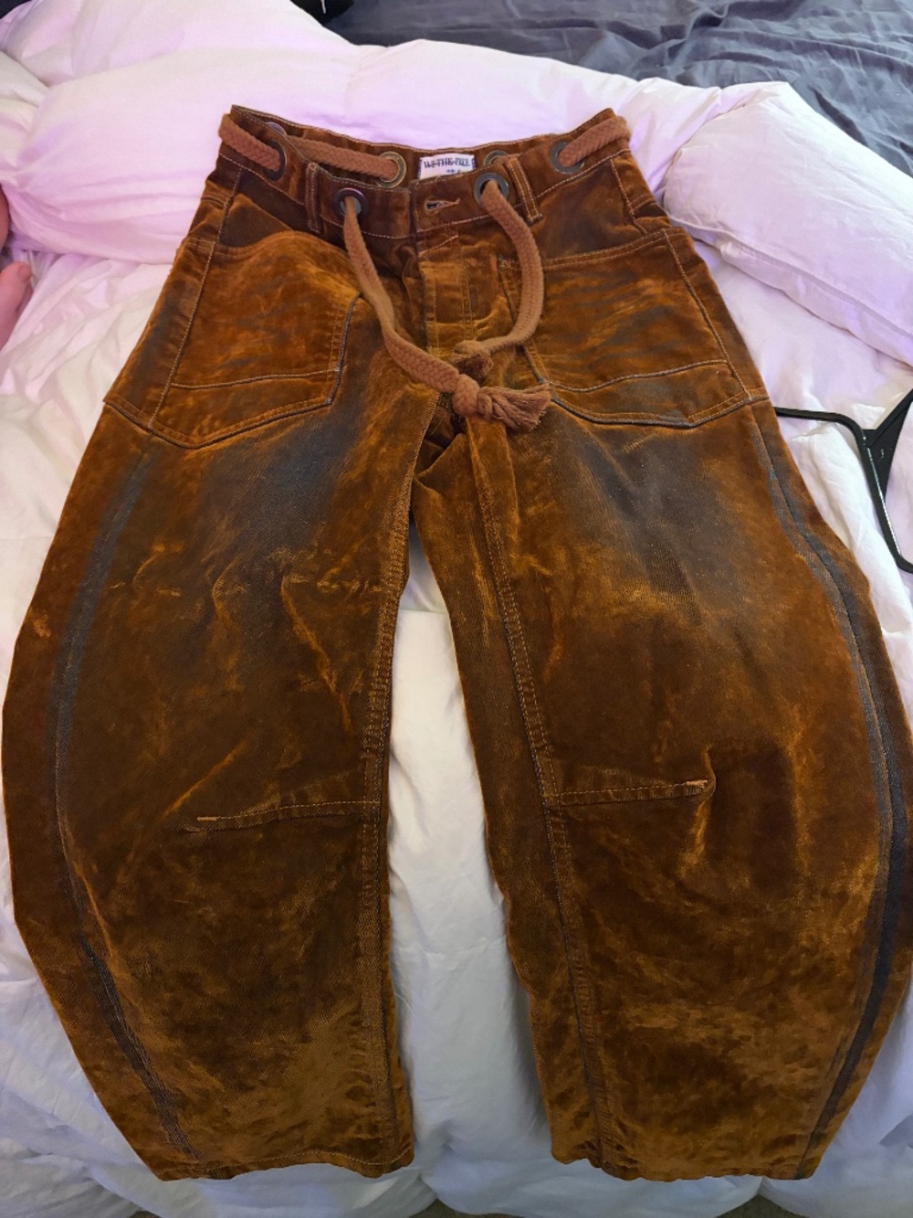 Free People Flocked Moxie Jeans in Rust 25